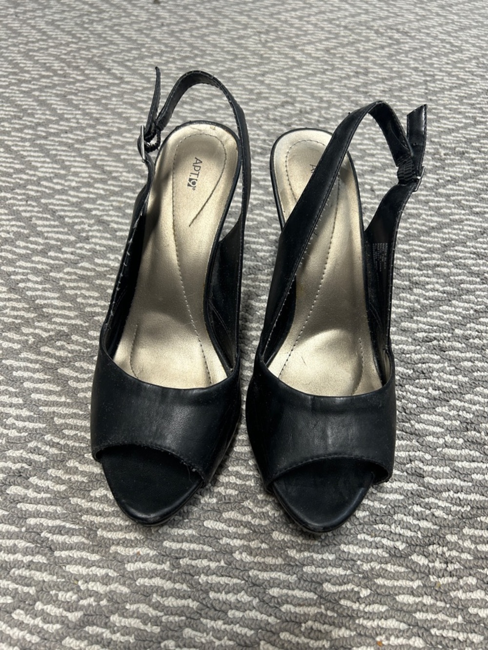 Apt. 9 Black Open-Toe Slingback Heels